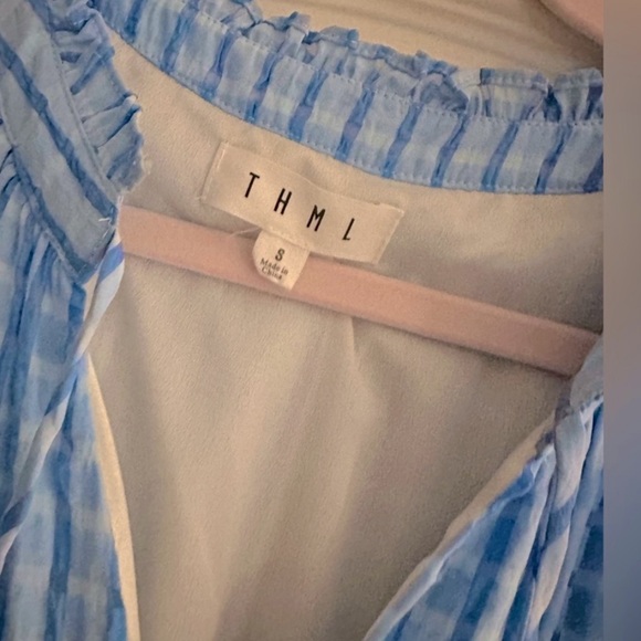 THML,Blue Sleeveless Ruffle Dress, Completely Lined,Excellent Condition, Size S - Picture 7 of 8